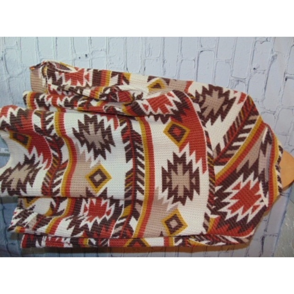 Zenana Western Tribal Native Aztec Soft Button Down Size Large waffle knit - Picture 6 of 6